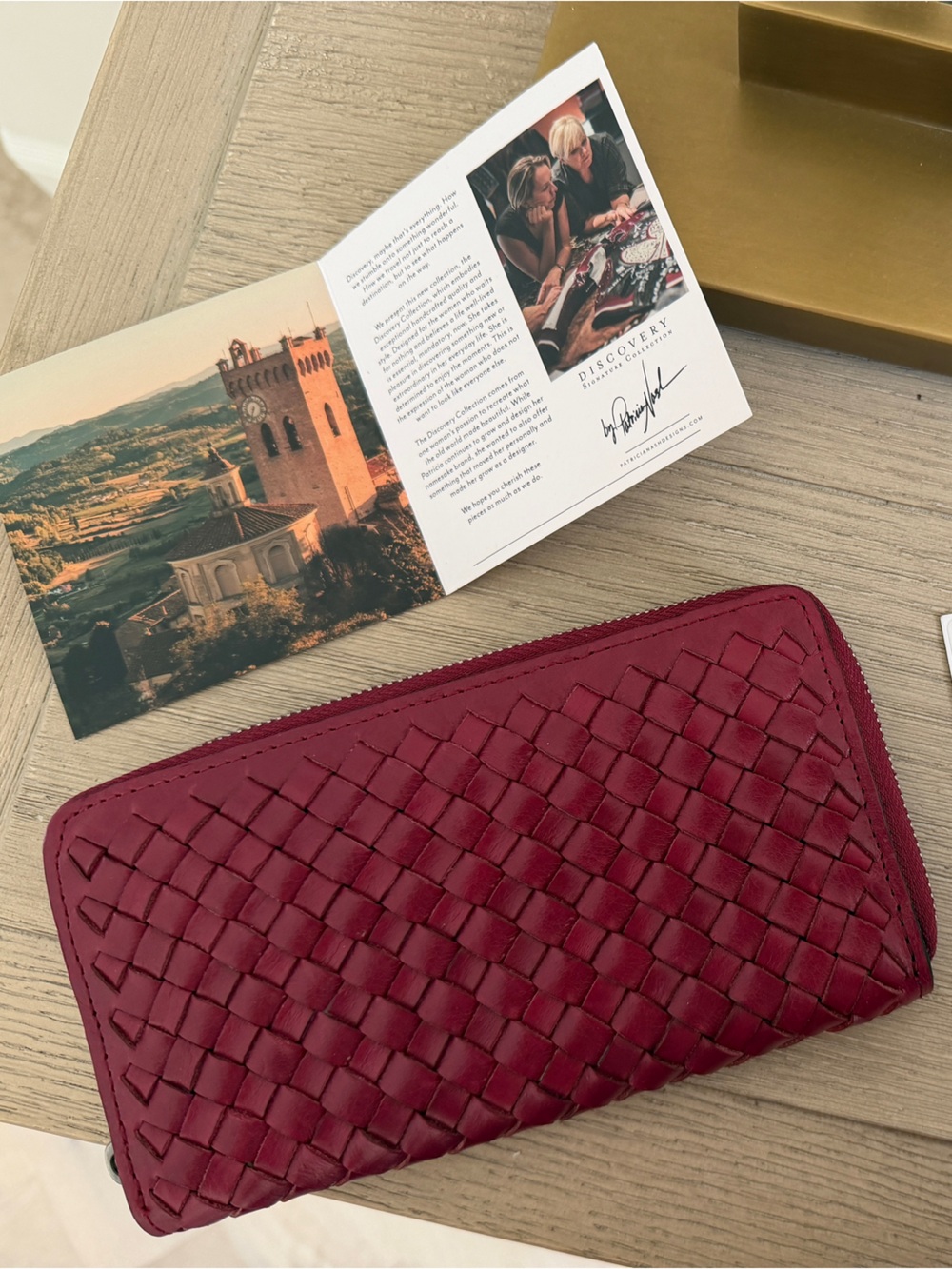 Patricia Nash Discovery Imperia Woven Leather Wallet Magenta Limited Edition